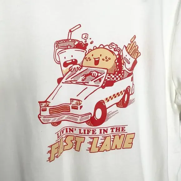 Old Navy Life In The Fast Lane Fast Food T-Shirt Medium NWT - Picture 3 of 6